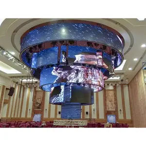 Canbest FL P2 P3 P4 Indoor Circle Flexible Led Video Wall Curved Shape Column Led Screen Curve Soft Led Display Cabinet