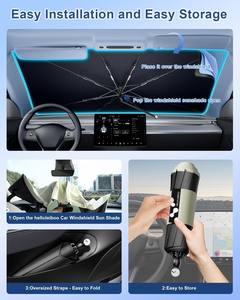 แผ่นบังแดดรถยนต์แบบพับได้ ทำจากโพลีเอสเตอร์ พร้อมเคลือบไวนิลหนา 5 ชั้น ป้องกันความร้อนและรังสียูวี - Product Image 5