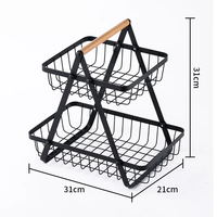 Étagère de rangement multifonctionnelle à double niveau en acier et bois pour cuisine, légumes, bouteilles d'assaisonnement, cosmétiques et maquillage, avec poignée