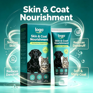 Pâte pour la santé de la peau et du pelage des chiens et des chats, <span class=keywords><strong>crème</strong></span> nutritive pour le pelage avec huile de poisson oméga 3 EPA DHA, lécithine biotine, tube de 120 g - Product Image 1