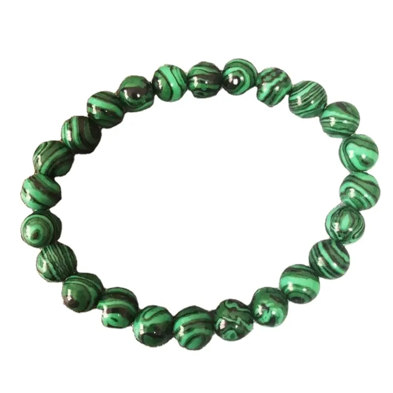 SN0012 Hommes 8mm Perles Rondes Pierre Naturelle Vert Malachite Bracelet Pour Femmes