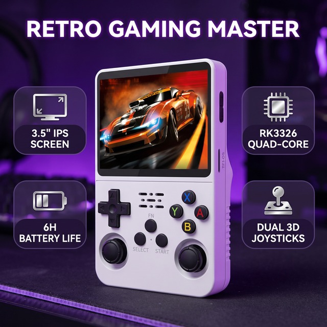 2026 R36S Retro Emulator Handheld Game Players 3.5'' IPS Screen 640x480 3000mAh Battery Built-in 64GB 10000 Games Portable