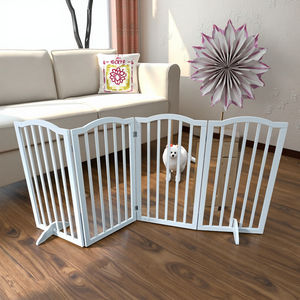 Puerta arqueada para perros, barrera de madera para mascotas para perros o gatos, divisor de habitación plegable independiente para puertas, pasillos, escaleras, porche - Product Image 3