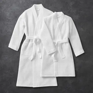 Luxury Hotel Resort Spa Phòng Tắm Áo Choàng 100% Cotton Waffle Kimono Cổ Áo Choàng Tắm Unisex