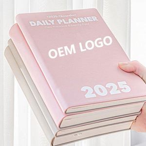 Itinerary Book Custom 2025 New Daily Monthly Weekly Calendar Planner Leather Hardcover A5 Thermal Binding 80 Sheets Notebook - Product Image 1