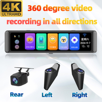Cámara para Auto con Pantalla Táctil IPS 4K de 4 Canales, con WIFI, ADAS, BSD, Visión Nocturna, Monitor de Estacionamiento 24H, Espejo Retrovisor de 11.26 Pulgadas, DVR para Auto T80