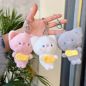 Grosir mainan anak kucing boneka empuk 15cm ramah lingkungan gantungan kunci berisi katun PP mainan boneka pasangan liontin tas boneka