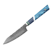 Klein High-End Damascus Staal Fruitgroente Hakmes Multifunctioneel Keukenmes Met Houten Handvat Voor Buitengebruik
