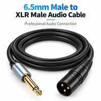 Kabel Audio TS 6.5mm ke XLR Male, Tembaga Bebas Oksigen, Konektor Berlapis Emas untuk Mixer, Studio, Siaran Langsung, Kamera Mobil