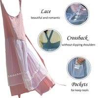 Tablier en coton personnalisé avec poches croisées dans le dos Tablier de jardin pour femmes pour mariage travail cuisine ménage fleuriste