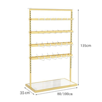 Présentoir double face en métal doré pour accessoires capillaires, avec crochets, pour magasin de soutien-gorge et chaussettes personnalisées King Factory