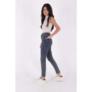 Pantalones Vaqueros de Cintura Alta, Transpirables, con Dobladillo Cosido en la Parte Delantera, Estilo Holgado, Talla XL, Diseño Casual con Estampado y Decoración de Agujeros - Product Image 5