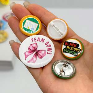 Proveedor de Fábrica, Diseño Personalizado, Insignias de Botón con Pin de Metal y Logotipo Impreso DIY - Product Image 3