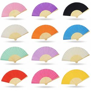 Ventilador de Mano Personalizado en Oferta, Ventilador Plegable de Bambú, Madera, Tela y Papel para Decoración del Hogar - Product Image 2