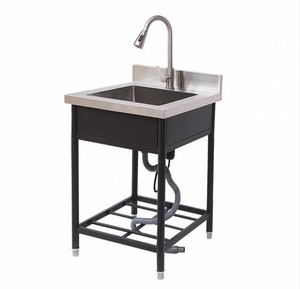 Évier de <span class=keywords><strong>cuisine</strong></span> autoportant en acier inoxydable 304, fait main, moderne, multifonctionnel, noir, à cuve unique, pour restaurant - Product Image 4