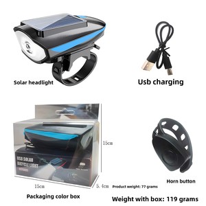 Lampe de poche solaire rechargeable USB pour vélo, phare LED haute luminosité pour la conduite de nuit, éclairage de route de montagne extérieur étanche - Product Image 6