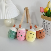 Porte-clés en peluche Boba unisexe mignon thé au lait animaux en peluche bon marché breloque sac à main jouets en peluche PP remplissage jouets en peluche
