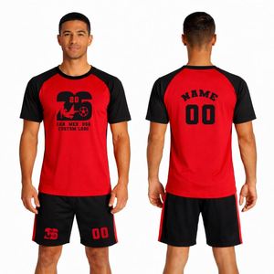 Custom Mens Soccer <b>Cup</b> 2026 Jersey & Shorts Set Red Black Football Training Uniform Personalized <b>Name</b> Number Sports Kit - Product Image 1