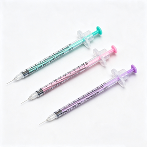 Jeringa de insulina estéril desechable U-100 de 1 cc en rosa intenso, morado y verde azulado con aguja de <span class=keywords><strong>30G</strong></span>, 31G, 32G, 6 mm, 8 mm para la mayoría de tipos de insulina - Product Image 5