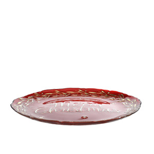 จานแก้วเพ้นท์ลายสีแดง งานแฮนด์เมด ดีไซน์ยุโรป จาก Samyo Wholesale เหมาะสำหรับงานแต่งงาน คริสต์มาส และงานเลี้ยงอาหารค่ำ - Product Image 2