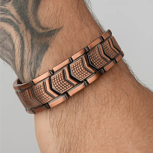 Produsen Grosir Gelang Terapi Magnetik Tembaga Murni Desain Fashion Perisai Tembaga Gelang Pereda Nyeri Arthritis - Product Image 3