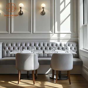 Tavolo Rotondo in Marmo per Ristorante, Tavolo Semicircolare per Caffetteria, Set di Arredi con Sedute per Bar - Product Image 5