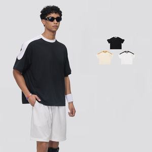 เสื้อยืดแขนแร็กแลนบล็อกสี 240 กรัมสำหรับผู้ชาย แห้งเร็ว ระบายอากาศได้ดี ทรงโอเวอร์ไซส์ สไตล์สตรีทแวร์ ต้านเชื้อแบคทีเรีย เสื้อลำลองสำหรับฤดูร้อน - Product Image 1
