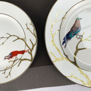 Ensemble de plaques rondes blanches de qualité supérieure, design d'oiseau, impression décorative, papillon, design adorable, restaurant, 7,5/9 pouces - Product Image 6