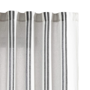 96-inch dài sọc LANH PHA trộn rèm cửa màu xám đen bán Sheer ánh sáng Lọc trang trại hiện đại Rèm rèm - Product Image 2