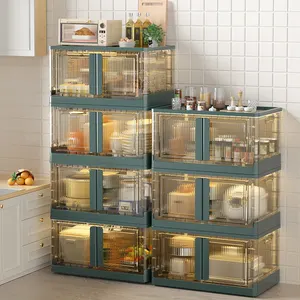 Haixin Plastic Foldable Storage Bin Stacking Clothing Storage Folding Box With Wheels For Organizer