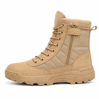 Bottes tactiques pour hommes, mi-mollet, doublure en mesh, semelle en caoutchouc léger, tige en nylon, fermeture éclair latérale, randonnée en montagne, entraînement en plein air