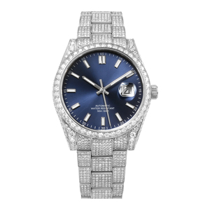 Montre de luxe en diamant de style hip-hop en argent pour hommes, montre-bracelet en acier inoxydable de qualité supérieure - Product Image 1