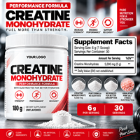 Créatine monohydrate en poudre à marque privée avec électrolytes et BCAA, sans saveur, 180g, soutien à la force et aux performances, sans OGM