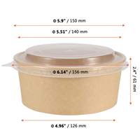 Bol à lunch en carton biodégradable de qualité alimentaire, imperméable et résistant à l'huile, 500-1500 ml, pour collations, hamburgers, lait, biscuits, salades