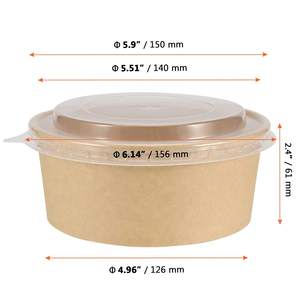 Bol à lunch en carton biodégradable de qualité alimentaire, imperméable et résistant à l'huile, 500-1500 ml, pour collations, <span class=keywords><strong>hamburgers</strong></span>, lait, biscuits, salades - Product Image 5