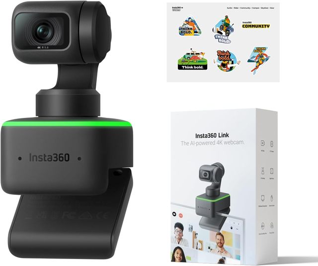 Insta360 Link Official Sticker Kit - PTZ 4K Webcam with 1/2" Sensor AI Tracking Gesture Control HDR Noise-Canceling Microphones