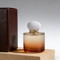 Flacon de parfum en verre transparent ambré noir givré rond de luxe, vide, 30 ml, 50 ml, 100 ml, avec emballage en boîte