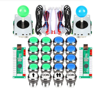 Manettes d'arcade à 2 joueurs avec boutons LED chromés pour PC Raspberry Pi pour One pour Wii Jeux vidéo Pièces de borne d'arcade