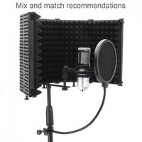 Filtre insonorisant ABS haute densité, écran d'isolation pour microphone portable réglable à 3/5 panneaux, support métallique, studio d'enregistrement