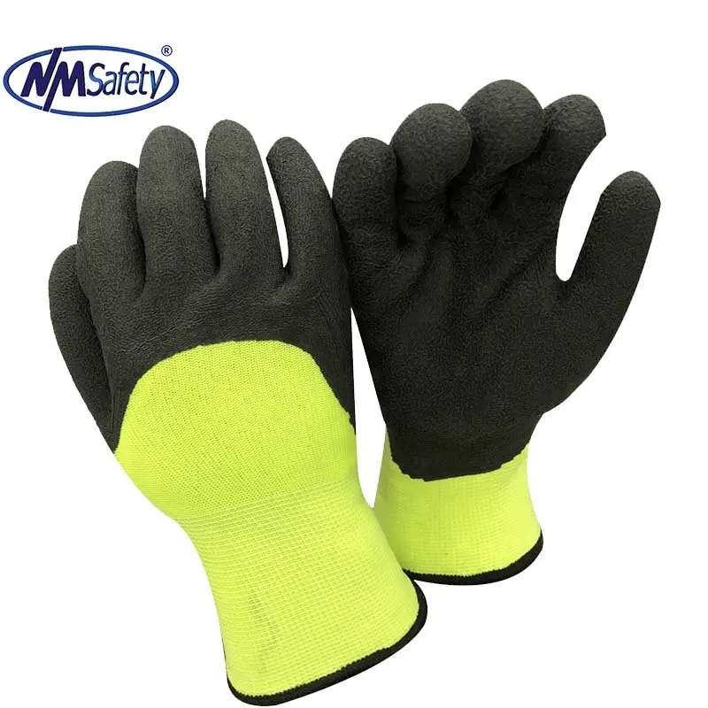 NMSAFETY-guante de trabajo aislado de felpa, Hi-vis, acrílico amarillo, CE EN388 2241X