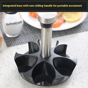 Set di Portaspezie Rotante Multifunzionale per Cucina con 6 Bottiglie, Coperchi in Acciaio Inox e Materiale in <span class=keywords><strong>Vetro</strong></span> - Product Image 3