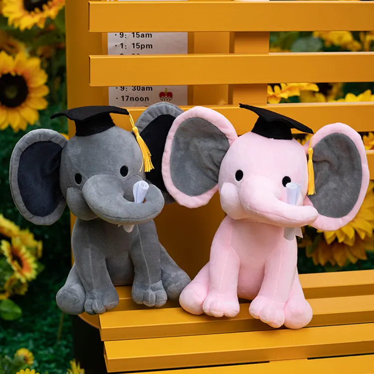 Elefante de peluche, juguete de peluche de orejas grandes, elefante gris, regalo de recuerdo de Graduación