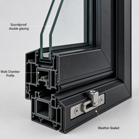 Custom Design Soundproof Waterproof Black Single Hung Window High Airtightness for Villa Projects