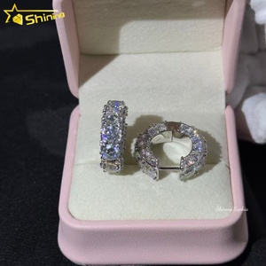Big Diamond Shining 5MM Luxury Hip Hop <strong>Earrings</strong> S925 <strong>Sterling</strong> <strong>Silver</strong> Iced Out Stud Moissanite <strong>Huggie</strong> <strong>Earrings</strong> for Women Men - Product Image 5