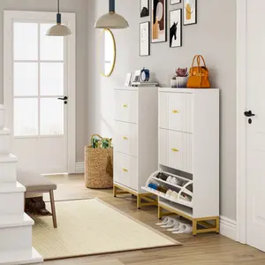 Shoe Storage Cabinet White Wood Finish Combined With The Gold Frame Shoe Organize Cabinet