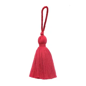 Wholesale 1cm thickness 6 cm length fringe with a 5cm hanging loop colorful cotton tassel for jewelry making