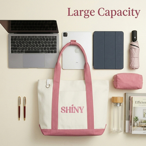 Borsa Tote in Tela Resistente SHINY con Logo Personalizzato, Manico a Scatto e Anello a D per Shopping Quotidiano, Spiaggia, Viaggi, Studenti - MOQ <span class=keywords><strong>Basso</strong></span> - Product Image 3