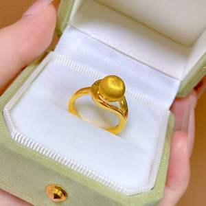 Bague élégante et raffinée dorée, style moyen-ancien, avec boule en fil torsadé, luxe léger et haut de gamme, pour petite amie - Product Image 5