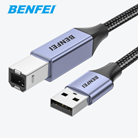 Kabel Printer USB BENFEI, Kabel USB A ke USB B untuk HP, Canon, Brother, Dell, Epson, Lexmark, Xerox, Abu-abu