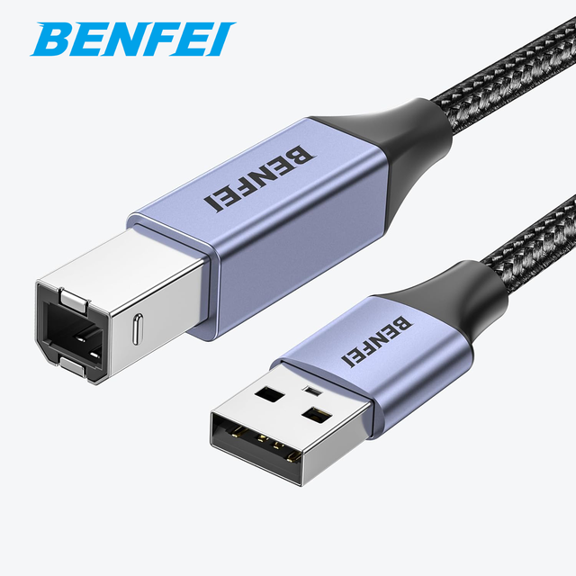 BENFEI USB Printer Cable, USB a to USB B Cable for HP, Canon, Brother, Dell, Epson, Lexmark, Xerox, Grey